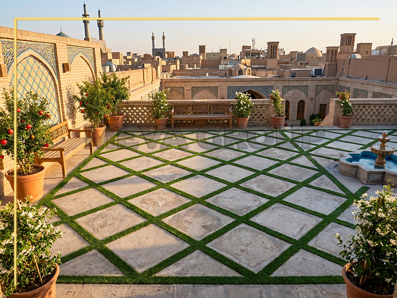 نصب چمن مصنوعی بین موازئیکی